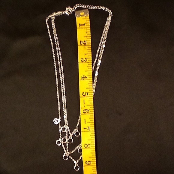 NWOT Silver Triple Layered Necklace with Black Beads - Picture 6 of 9